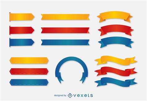 Colored Label Ribbon Set Vector Download