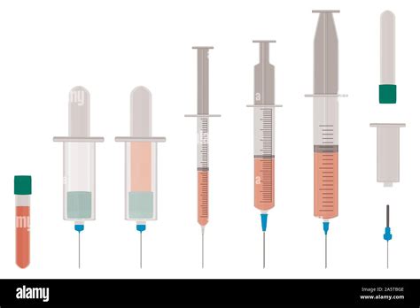 Illustration on theme big colored set different types of syringes ...