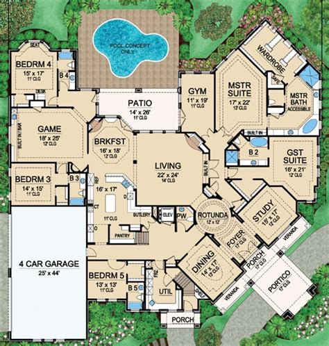 Luxury Plan: 7,670 Square Feet, 5 Bedrooms, 6.5 Bathrooms - 5445-00183 #LuxuryBathroomGame ...