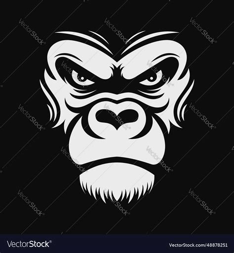 Angry gorilla face black and white logo Royalty Free Vector