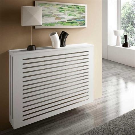 Modern Floating White Radiator Heater Cover Geometric Line design Shelf – RadiatorCoversShop.com