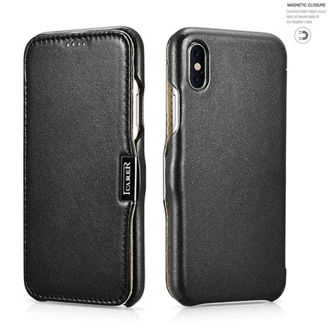 icarer Case XR Luxury Genuine Leather Cover for iPhone XR Flip Case ...