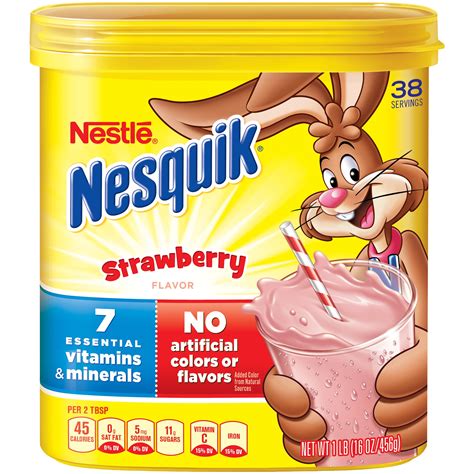 NESQUIk Strawberry Flavored Milk Powder 1 lb Canister NESTLE