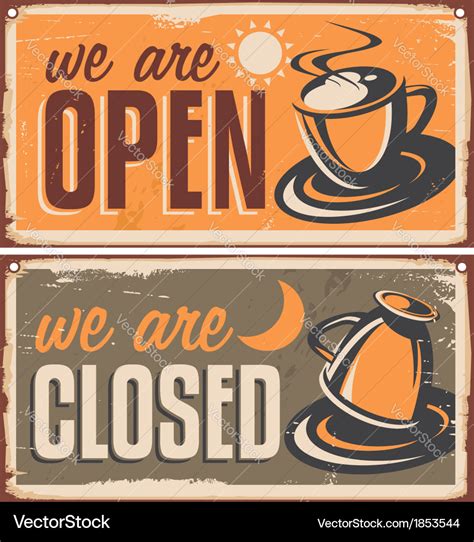 Retro door signs for coffee shop or cafe bar Vector Image