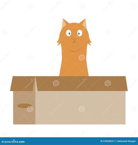 Funny Cat Sitting in a Cardboard Box. One of the Favorite Activities of ...