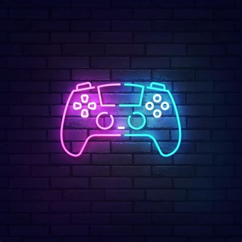 Premium Vector | Gamepad neon sign bright signboard light banner Game ...