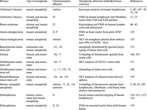 Aneuploidy in human bran diseases. | Download Table