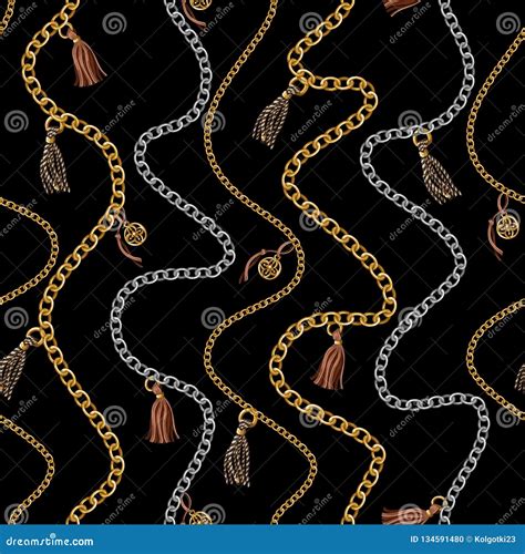 Seamless Pattern with Chain for Fabric Design. Vector. Stock Illustration - Illustration of line ...