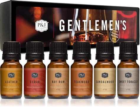 Gentlemen's Set of 6 Premium Grade Fragrance Oils - Leather, Sweet ...