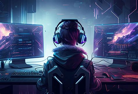 Portrait of a male gamer playing online games on a computer. Cyber ...