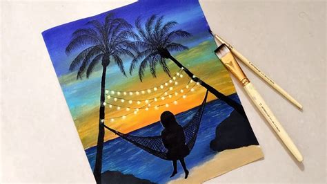 Sunset Beach Scene Painting Easy