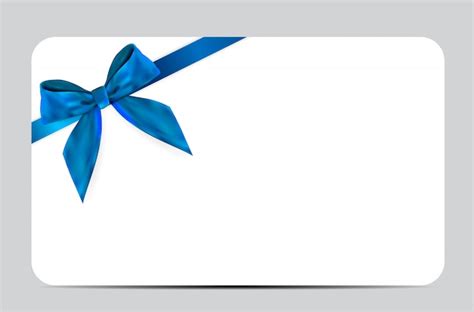 Premium Vector | Blank gift card template with blue bow and ribbon