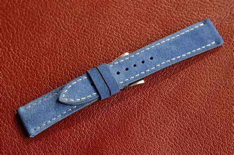 Blue Suede Leather 20mm Watch Strap Blue Suede Leather 18mm | Etsy