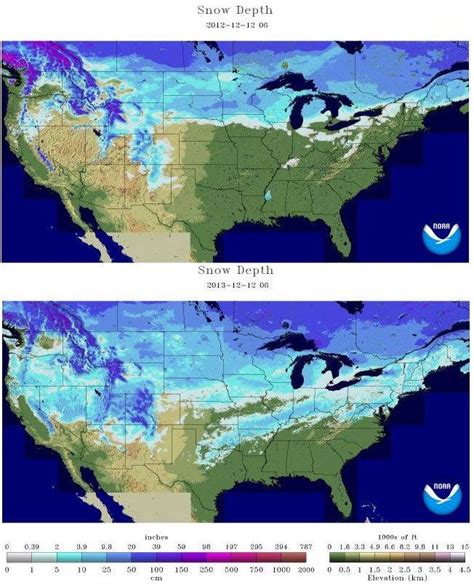 US Snow Cover & Snow Depth Right Now VS Last Year: - SnowBrains