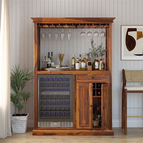 Houston Solid Wood Home Bar Cabinet With Fridge Space