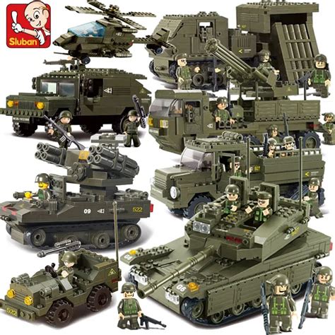 Sluban Army troops Building Blocks Set Kids Toy Military Series Building Bricks Tank Helicopter ...