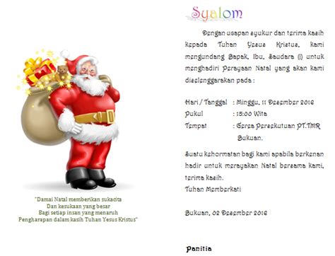 Contoh Undangan Natal Gpdi