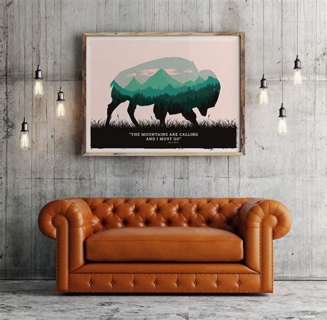 Buffalo Poster Buffalo Print Buffalo Art Yellowstone - Etsy