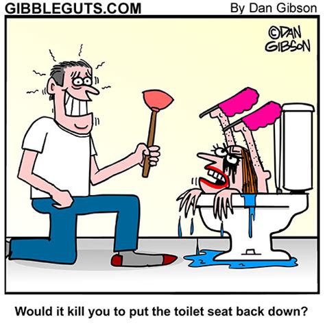 Leaving the toilet seat lid up cartoon from Gibbleguts.com