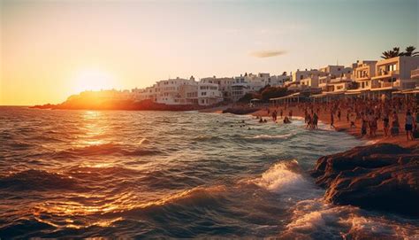 Premium AI Image | Sunset in mykonos