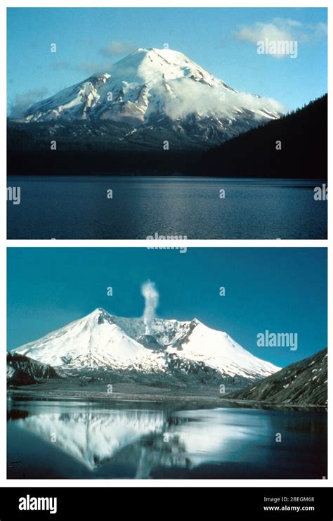 Mount St. Helens Before and After 1980 Eruption Stock Photo - Alamy