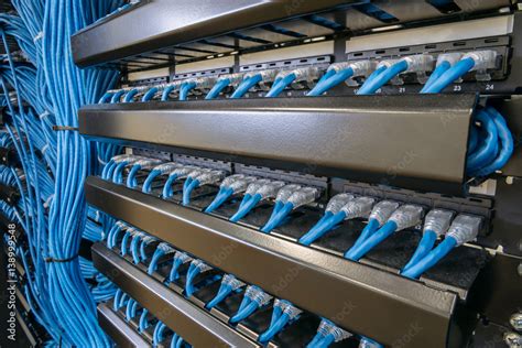 Ethernet network switch and network wire in rack cabinet Stock Photo | Adobe Stock