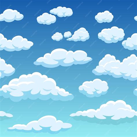 Premium Vector | Seamless sky with white clouds background texture