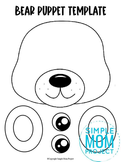 Free Printable Bear Paper Bag Puppet Template | Paper bag puppets, Teddy bear crafts, Paper bag ...