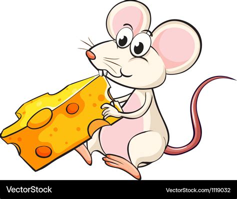 A mouse eating cheese Royalty Free Vector Image