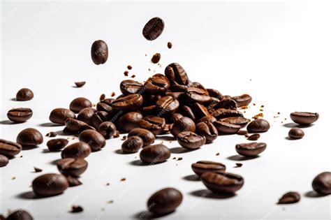 Premium AI Image | Coffee beans falling on a white background