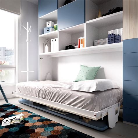 Single Horizontal Wall Bed with Desk & Overhead Storage | BBT Furniture ...