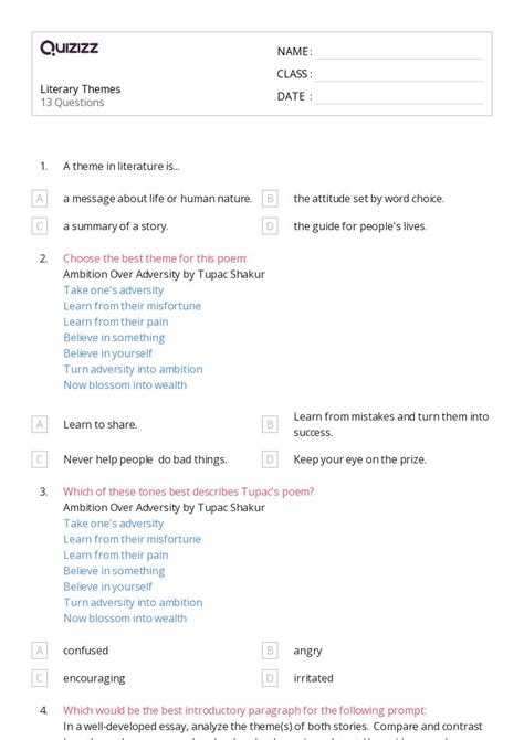 50+ Themes worksheets on Quizizz | Free & Printable