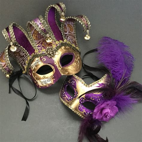 Purple Jolly Jester Mardi Gras Mask Masquerade Carnival | Etsy