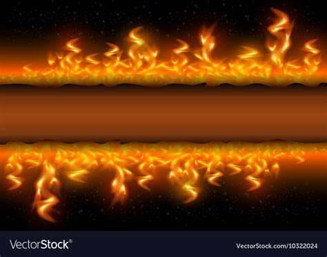 Fire flames with banner on black background Vector Image