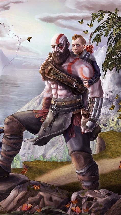 1440x2560 God Of War Atreus Kratos Fan Art Samsung Galaxy S6,S7 ,Google ...