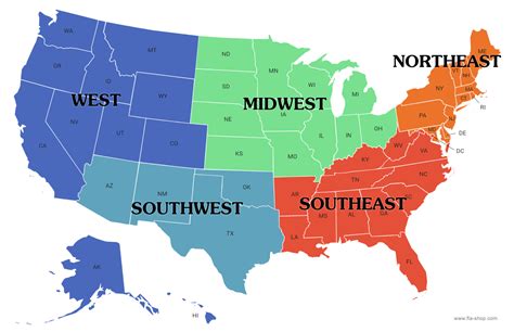 Usa Map And Regions - Gillie Donnamarie