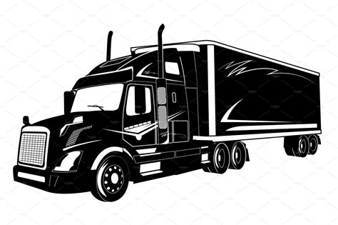 icon of truck, semi truck, vector ~ Illustrations ~ Creative Market