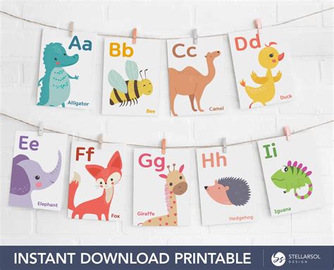 Printable Animal Alphabet Flashcards ABC Flashcards Kindergarten Preschool Classroom Homeschool ...