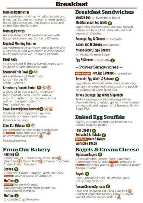 panera bread menu