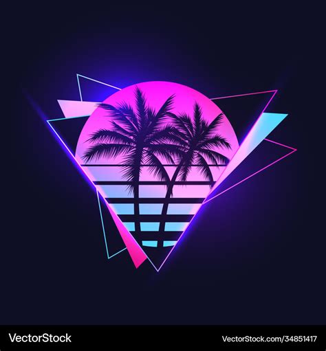 Retrowave or synthwave or vaporwave aesthetic Vector Image