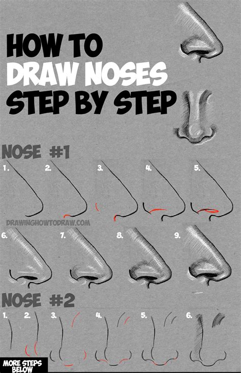 How to Draw Noses from the Side and Front View : Drawing and Shading ...