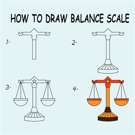 Premium Vector | Step by step to draw a balance scale. drawing tutorial a balance scale. drawing ...