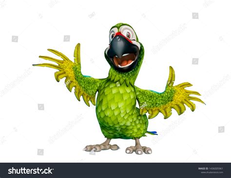 Green Parrot Cartoon Happy White Background Stock Illustration 1436005961 | Shutterstock