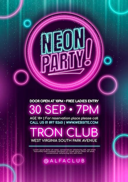 Free Vector | Neon party poster