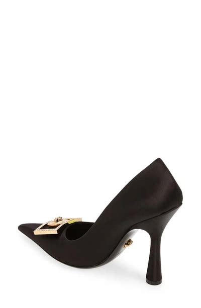 Versace Medusa Frame Pointed Toe Pump In Black- Gold | ModeSens