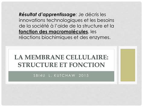 (PDF) La membrane cellulaire: Structure et fonction MEMBRANE CELLULAIRE ...