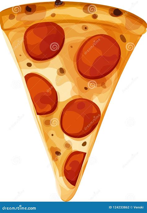 Single Slice of Pepperoni Pizza Stock Illustration - Illustration of ...