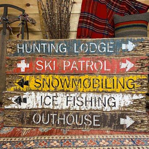 Wood Hunting Signs Hunting Cabin Decor Ice Fishing Sign | Etsy