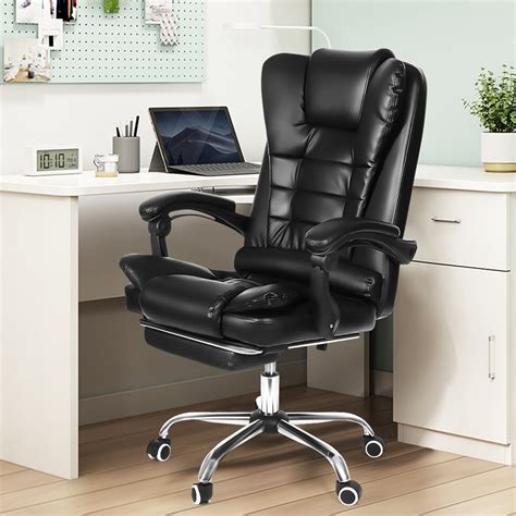 90°~135° Reclining High Back Office Chair,Big and Tall PU Leather Massage Executive Office Chair ...