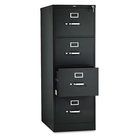 HON 510 Series 4-Drawer Vertical Metal File Cabinet, Legal, 52" Height, Full-Suspension, Black ...